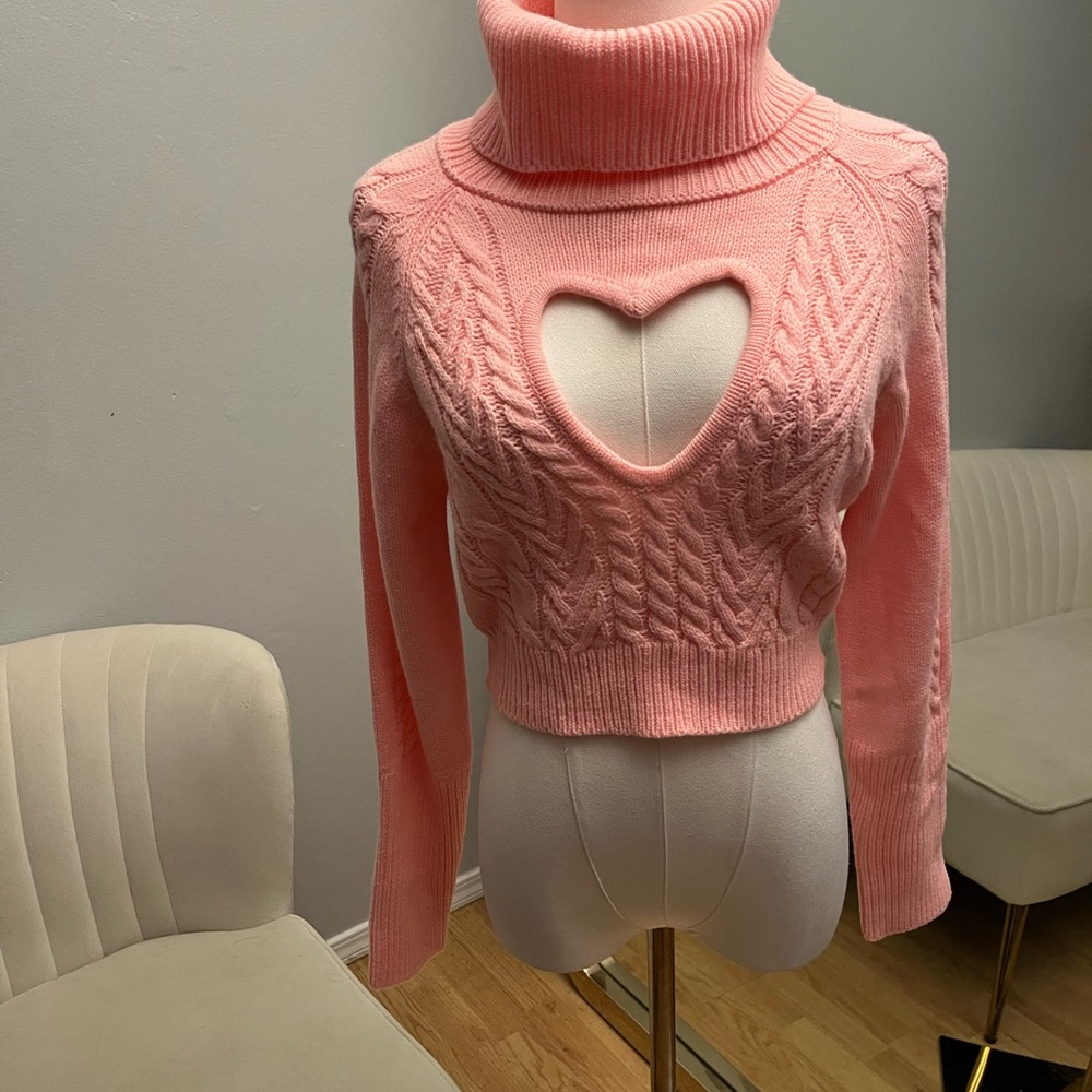 Y2K Heart Cutout Sweater